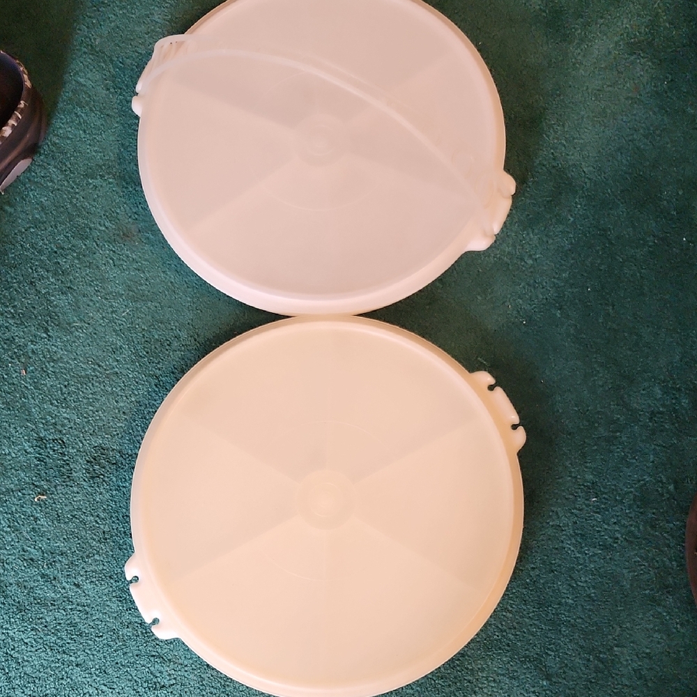Vintage Tupperware. 2 Relish Party Trays With Lids & Detachable Carrying Handle